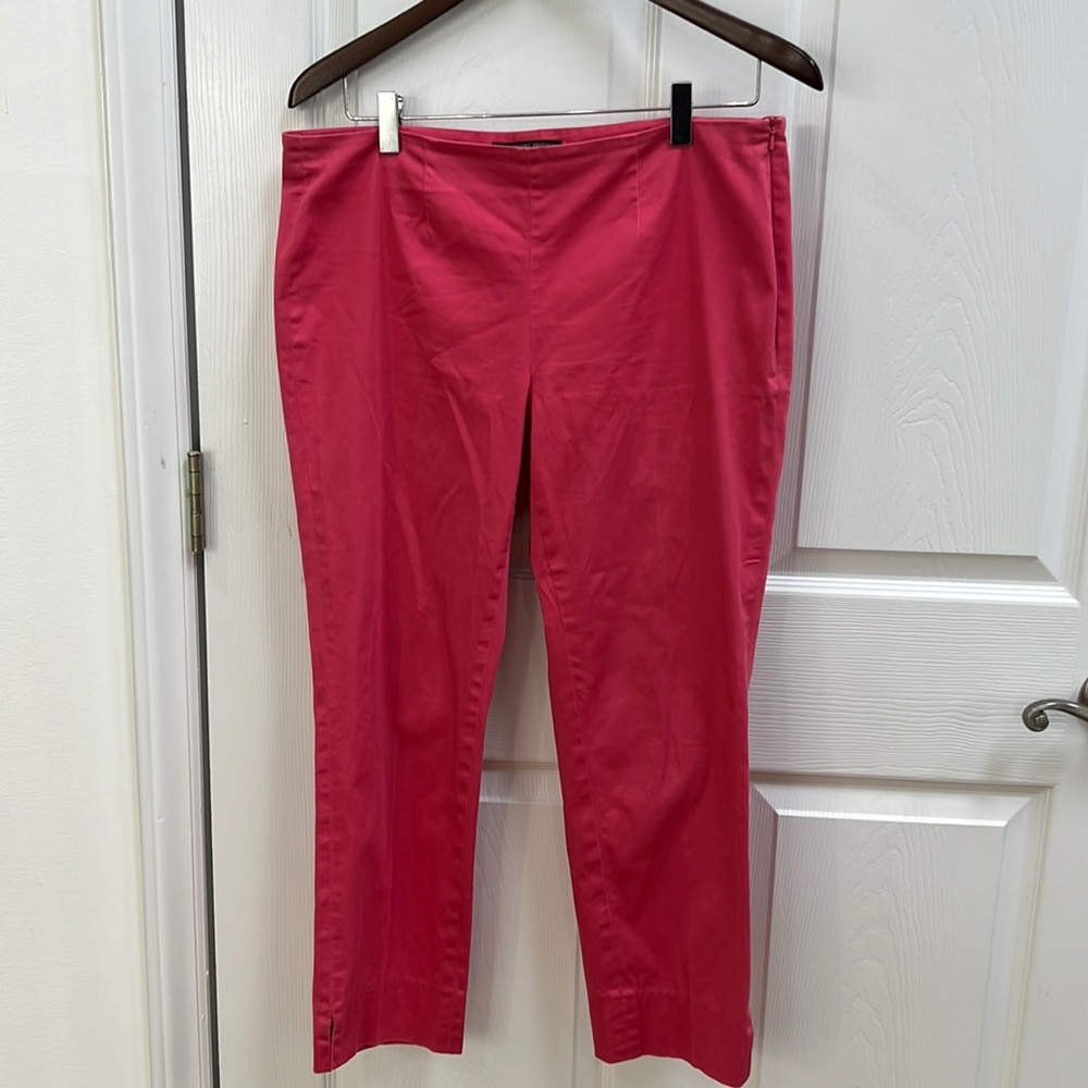 Brooks Brothers Pink Side-Button/Zip Cigarette Cropped Pant, Size 8